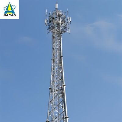 Tháp viễn thông 3 ống sơn tĩnh điện 48M Thiết kế kiểu dáng đẹp cho khu thương mại