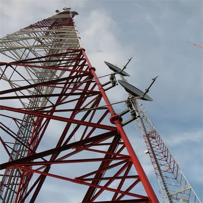 Ống sóng viễn thông Mạng Wifi GSM Tháp tế bào tự hỗ trợ 3 chân Tháp truyền thông vi sóng tế bào ống