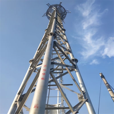 Tam giác Telecom ống tự hỗ trợ ăng-ten Mast HDG 3 chân thép lưới tháp