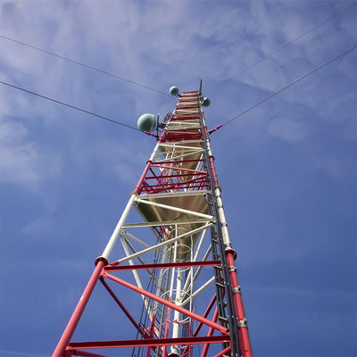 20M Meter Hot Dip Galvanized Tube Steel Guyed Wire Tower 5G Radio Antenna Điện thông Mast