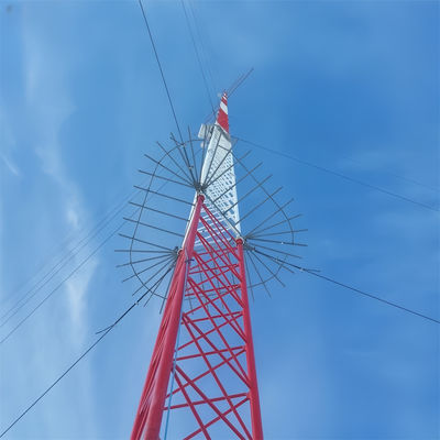 20M Meter Hot Dip Galvanized Tube Steel Guyed Wire Tower 5G Radio Antenna Điện thông Mast