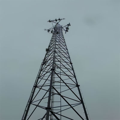 Galvanized ống thép đài phát thanh ăng-ten Guyed tháp tế bào Mast ASTMA123