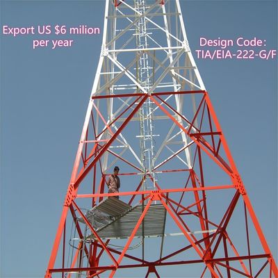 Four Angle Telecom Tower Carbon Steel 35m LTE Network Rural Areas Wind Resistant