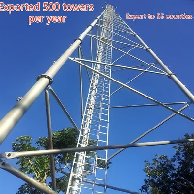 Tháp Viễn thông Ba Ống Thép Carbon 33m Tín hiệu LTE Vùng Nông thôn Chống Gió