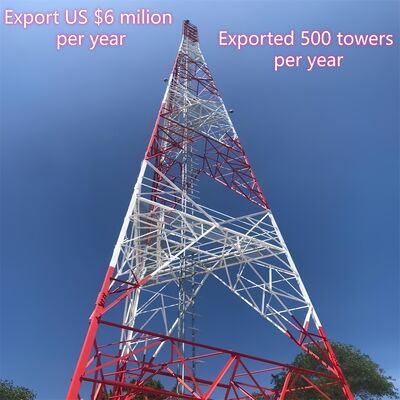 3 chân Tháp thép góc Tháp truyền thông Tháp thép cacbon 35m Giao thông WiFi Khu vực ngoại ô bền vững