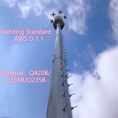 20 25 35 45 60M Monopole Tháp viễn thông Hot Dip Galvanized 5G 4G Microwave Wifi Cell Signal Antenna Mast