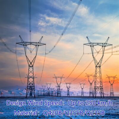 Điện áp cao 220KV 500KV Thép góc kẽm Tháp truyền điện Cột tiện ích treo