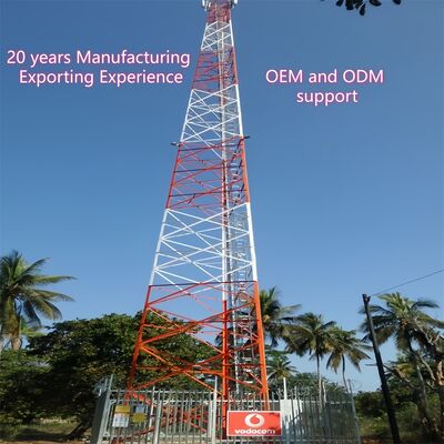 Tháp truyền thông góc 3 chân Thép mạ kẽm 30m Chống rỉ Tín hiệu 5G Vùng phủ sóng đô thị ngoài trời