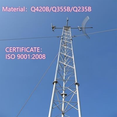 Tháp dây thép thép galvanized 20m-120m có thể tùy chỉnh cho 5G Telecom FM Broadcast Wind Monitoring