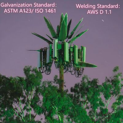 13 19 25M Khu vực công viên Cây sinh học Bụi ngụy trang Thép tự hỗ trợ ngoài trời 5G 4G Tháp viễn thông vệ tinh