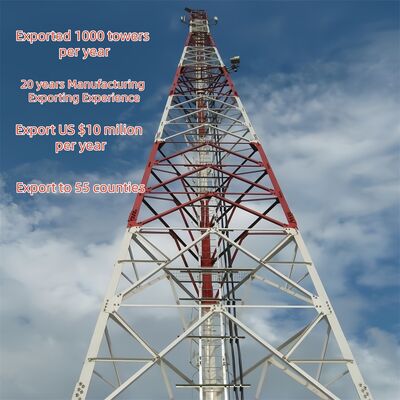 12 18 24 30M 3 chân Thép nhẹ mạ kẽm Tự hỗ trợ Cột truyền thông ngoại ô lò vi sóng 5G 4G ngoài trời
