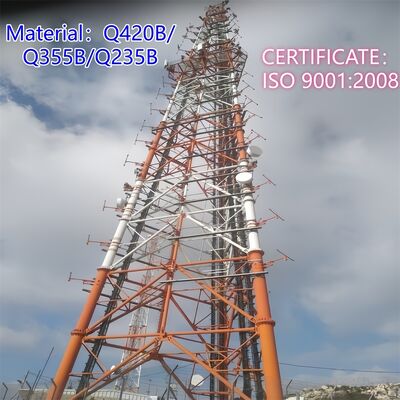 Thời gian sử dụng dài 3 chân Tháp thép ống sợi thép được thiết kế cho các ứng dụng mạng vi sóng ngoài trời 5G 4G