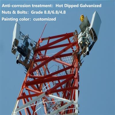 33M Zinc Aluminum Coated 3 Legged Telecom Tower High Load For Suburban 5G