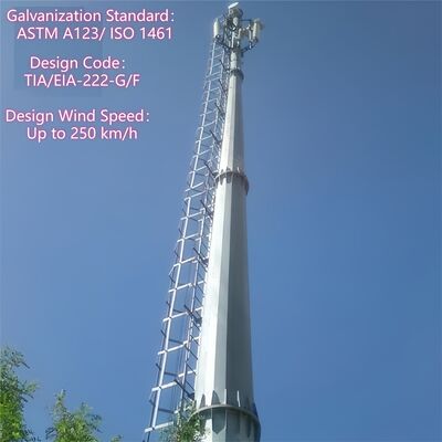 Tháp viễn thông đơn cực mạ kẽm nhúng nóng chống rung 24M
