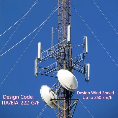 38M Guyed Wire Steel Tower Hot Dip Galvanized For Long Distance Microwave