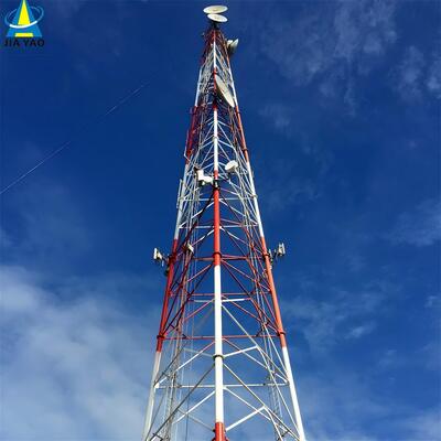 Tháp lưới thép hình ống 3 chân có độ chính xác cao cho trạm gốc 4G 5G 20m 30m 45m 60m Cột viễn thông mạ kẽm nhúng nóng chống gió