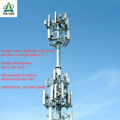 Tháp viễn thông đơn cực cấp công nghiệp 20m-40m với thang leo nội bộ và nền tảng bảo trì cho trạm cơ sở thành phố thông minh đô thị