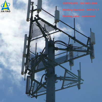 Tháp viễn thông đơn cực cấp công nghiệp 20m-40m với thang leo nội bộ và nền tảng bảo trì cho trạm cơ sở thành phố thông minh đô thị